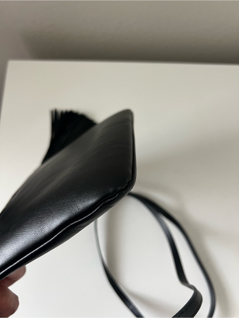 Saint Laurent Black Leather Crossbody with Tassel and Gold Logo - Picture 10 of 16